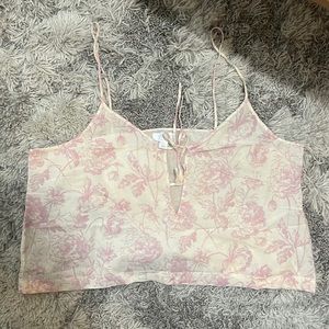 pink and cream floral LOVE by Gap tank top with bow details EUC